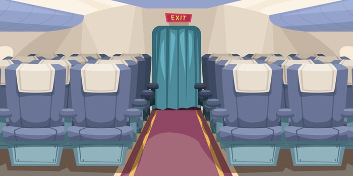empty plane interior with aisle in middle vector