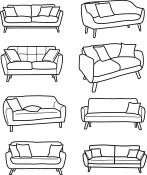 Sofa home furniture interior vector