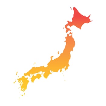 Japan map. Colorful orange vector illustration