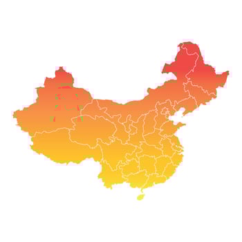 China map. Colorful orange vector illustration on white background