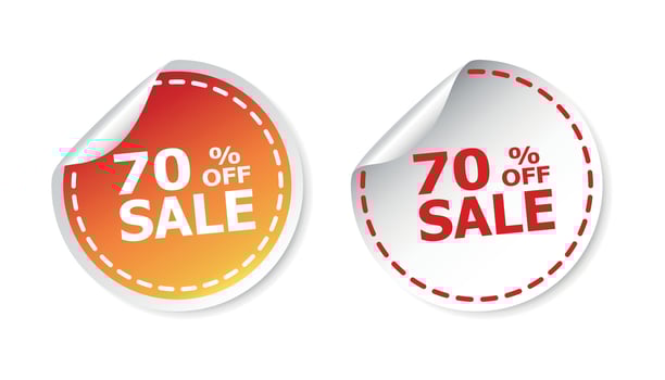 Sale stickers 70 percent off. Vector illustration on white background.