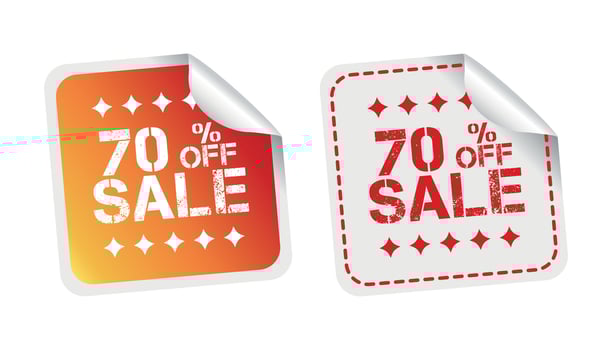 Sale stickers 70 percent off. Vector illustration on white background.