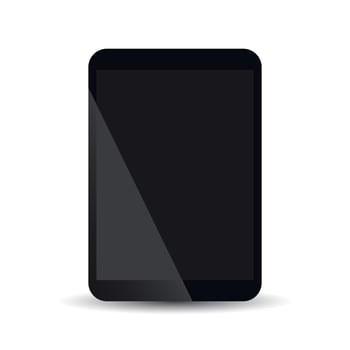 Tablet with black screen flat icon. Computer vector illustration on white background.