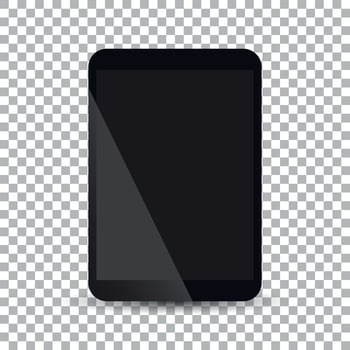Tablet with black screen flat icon. Computer vector illustration on isolated background.