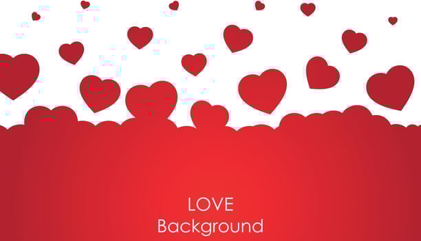 Flying heart background. Love vector illustration. Valentine day