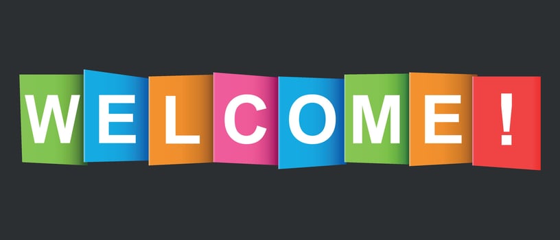 Welcome tag. Market message. Flat vector illustration on black background