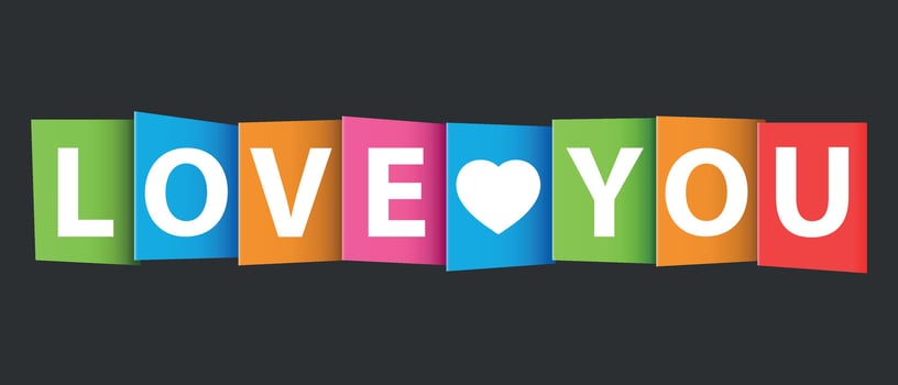 Love you colorful card. Vector illustration