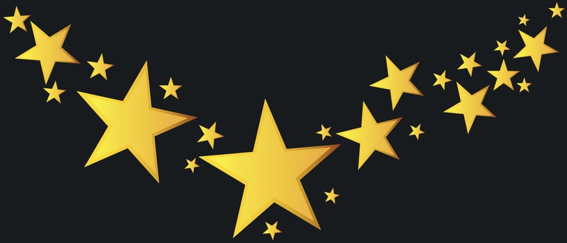 Abstract falling star vector. Illustration with golden christmas stars on black background vector
