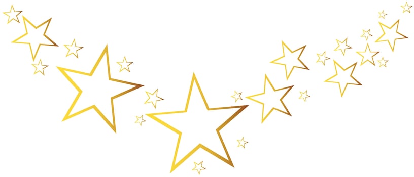 Abstract falling star vector. Illustration with golden christmas stars on white background vector