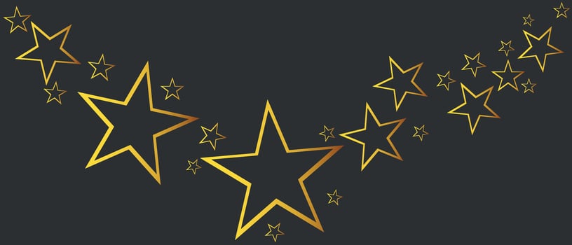 Abstract falling star vector. Illustration with golden christmas stars on black background vector