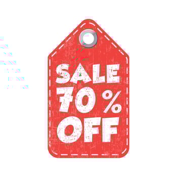 Sale 70 off tag. Label vector illustration on white background