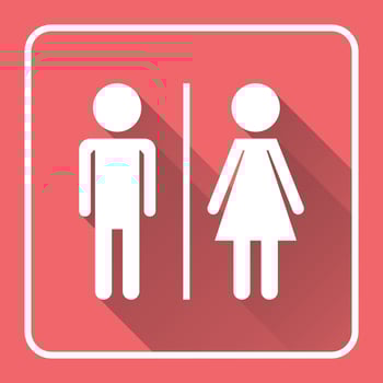 Vector man and woman icon with long shadow. Modern flat pictogram. Simple flat symbol for web site design.