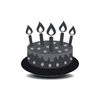Birthday cake with burning candles pictogram icon. Simple pictogram for celebration, marketing, internet concept on white background. Trendy modern vector symbol for web site design or mobile app