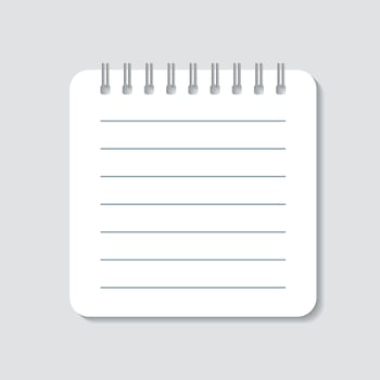 Realistic template notepad with spiral. Blank cover design. School business diary. Office stationery notebook on white background vector