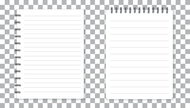 Realistic template notepad with spiral. Blank cover design. School business diary. Office stationery notebook on isolated background vector
