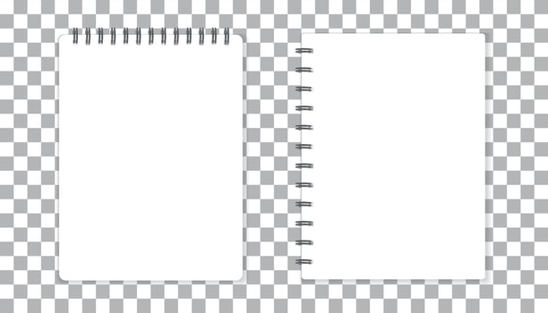 Realistic template notepad with spiral. Blank cover design. School business diary. Office stationery notebook on isolated background vector
