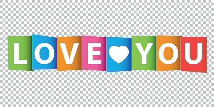 Love you colorful card. Vector illustration