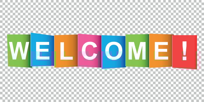 Welcome tag. Market message. Flat vector illustration on white background