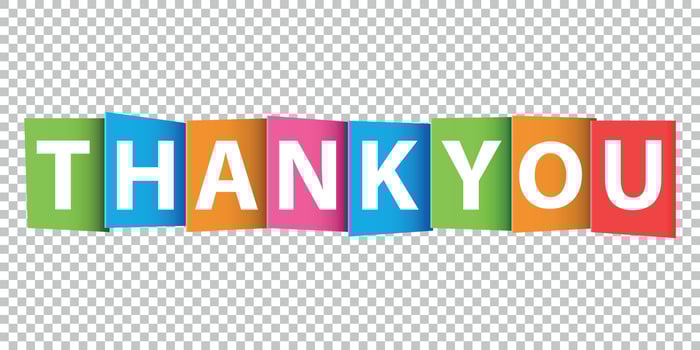 Thank you colorful card. Vector illustration