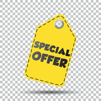 Special offer yellow hang tag. Vector illustration