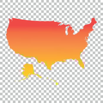 Usa, United States of America map. Colorful orange vector illustration