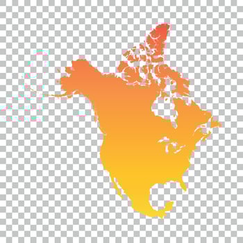 North America map. Colorful orange vector illustration
