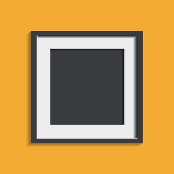 Realistic photo frame isolated on yellow background. Pictures frame vector illustration.