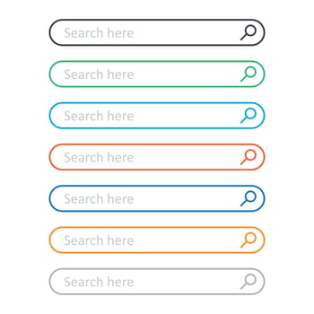 Search bar field. Set vector interface elements with search button. Flat vector illustration on white background.