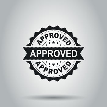 Approved seal stamp vector icon. Approve accepted badge flat vector illustration. Business concept pictogram on white background.