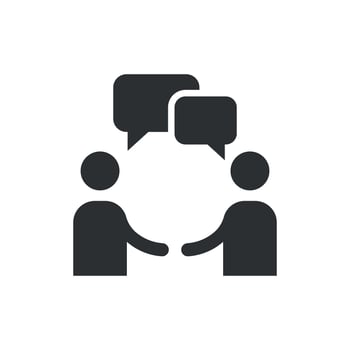 Talk people icon in flat style. Man with speech bubble illustration on white isolated background. Talk chat business concept. vector
