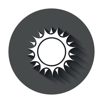 Sun vector icon. Summer sunshine illustration with long shadow. Sun sunlight concept.