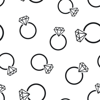 Engagement ring with diamond icon seamless pattern background. Business concept vector illustration. Wedding jewelry ring symbol pattern.