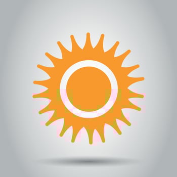 Sun vector icon. Summer sunshine illustration pictogram. Sun sunlight concept.