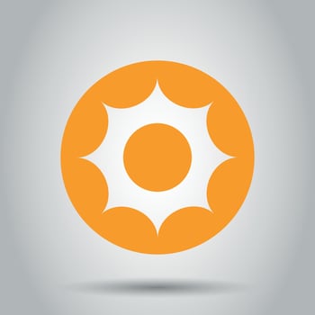 Sun vector icon. Summer sunshine illustration pictogram. Sun sunlight concept.