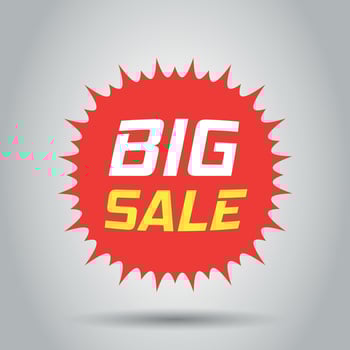 Discount sticker vector icon in flat style. Sale tag sign illustration on white background. Promotion big sale discount concept.