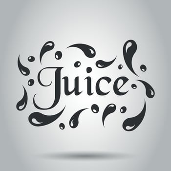 Juice splash spray vector icon in flat style. Juice drink illustration on white background. Tropical lemonade concept.