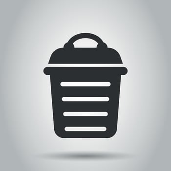Trash bin garbage icon in flat style. Trash bucket vector illustration on white background. Garbage basket business concept.