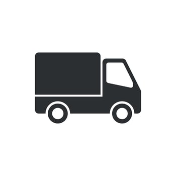 Delivery truck sign icon in flat style. Van vector illustration on white isolated background. Cargo car business concept.