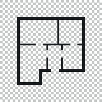 House plan simple flat icon. Vector illustration on isolated background.