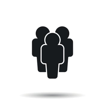 People icon. Flat vector illustration. People sign symbol with shadow on white background.