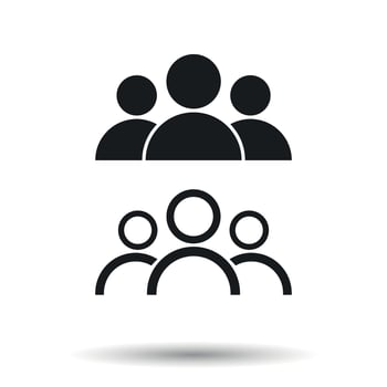 People icon. Flat vector illustration. People sign symbol with shadow on white background.