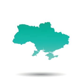 Ukraine map. Colorful turquoise vector illustration on white isolated background.