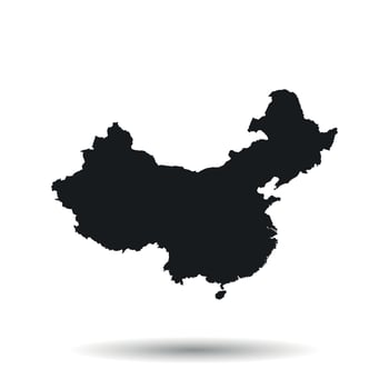 China map. Flat vector illustration on black background