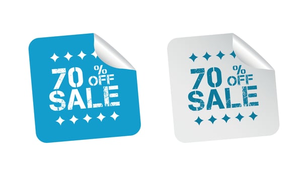 Sale stickers 70 percent off. Vector illustration on white background.