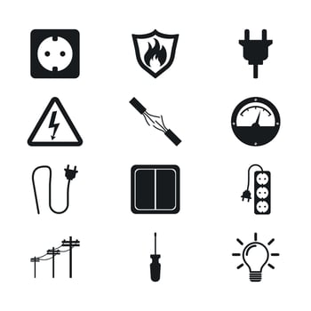 Electricity icon. Vector illustration in flat style on white background