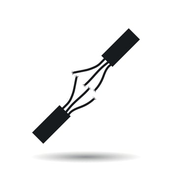 High voltage power cable. Electric cable vector icon on white background.