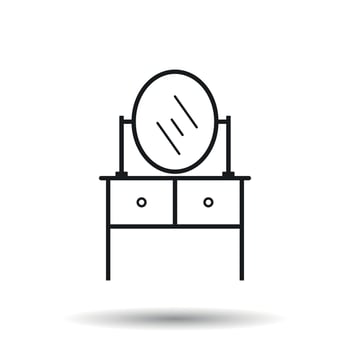 Furniture table with mirror icon. Mirror vector illustration on white background.
