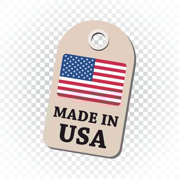Hang tag made in USA with flag. Vector illustration on isolated background.