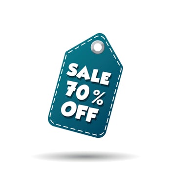 Sale 70 off tag. Label vector illustration on white background