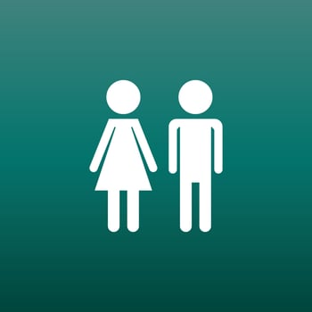Vector man and woman icon on green background. Modern flat pictogram. Simple flat symbol for web site design.